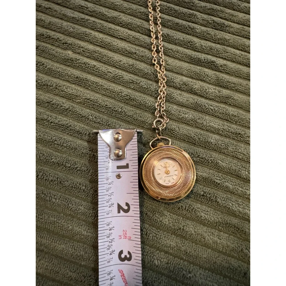 Vintage Lucerne‎ Swiss Made Pendant Watch Necklace Gold Tone Antimagnetic